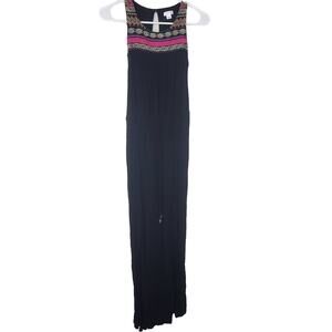 XHILARATION Black and Abstract Print Maxi Dress Sundress  | XS